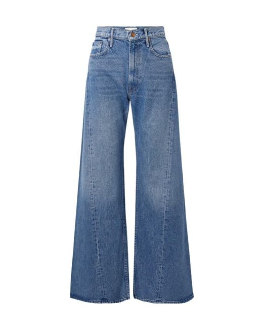 Mother Blue Highrise Wideleg Jeans