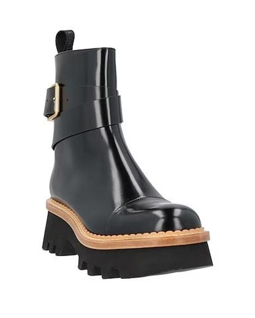 Chloé Black Patent Leather Block-Heel Boots