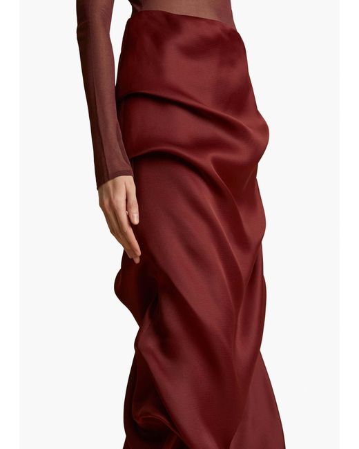 Khaite Red Olula Satin Skirt