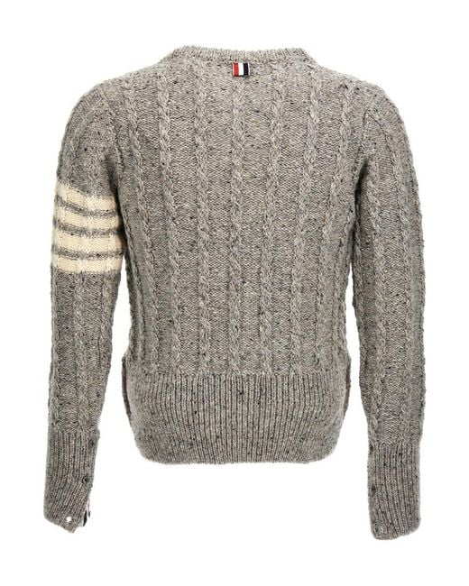 Thom Browne Gray 4-Bar Crewneck Knitted Jumper for men