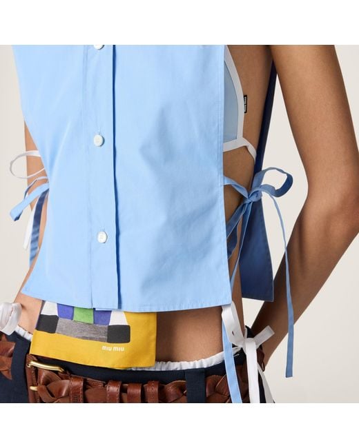 Miu Miu Blue Open Sides Sleeveless Shirt