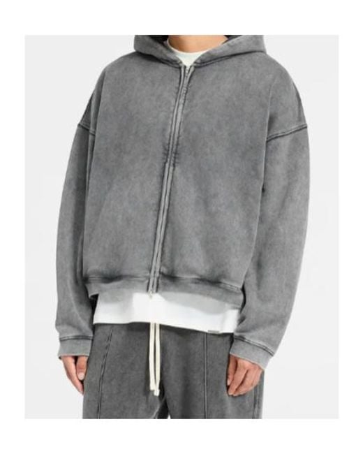 Represent Gray Initial Boxy Zip Through Hoodie for men