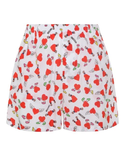 Moschino Red Graphic-Printed Shorts for men