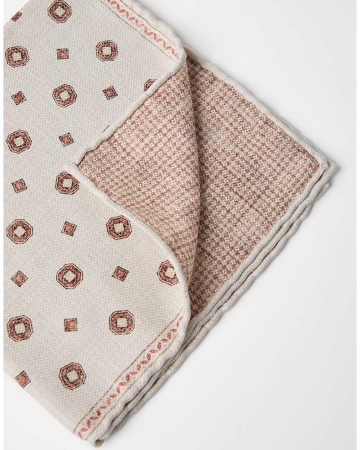 Brunello Cucinelli White Double Face Pocket Square for men