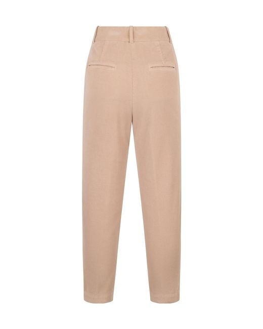 Peserico Natural Corduroy Tapered-Leg Cropped Trousers