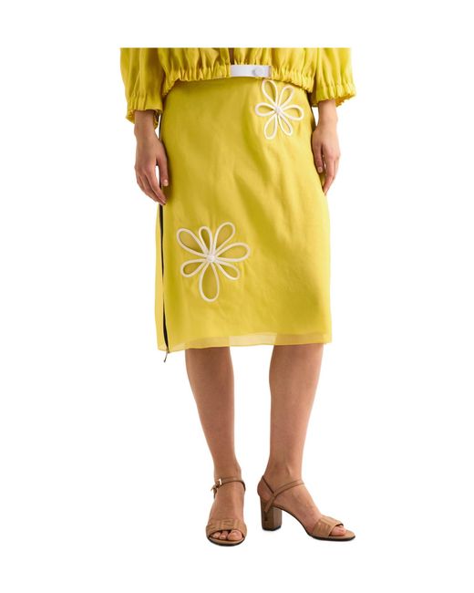 Fendi Yellow Straight-Leg Mid-Length Knee-Length Skirt