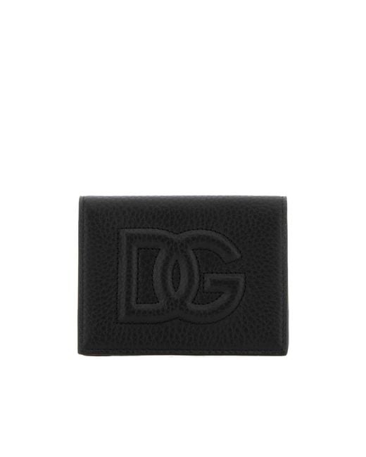 Dolce & Gabbana Black Logo Embossed Foldover Top Wallet for men
