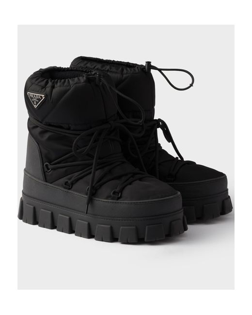 Prada Black Re-Nylon Gabardine Après Ski Booties for men