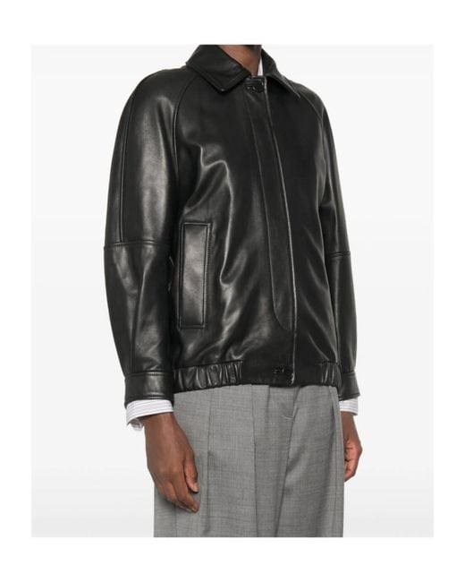 Salvatore Santoro Black Button-Up Leather Jacket