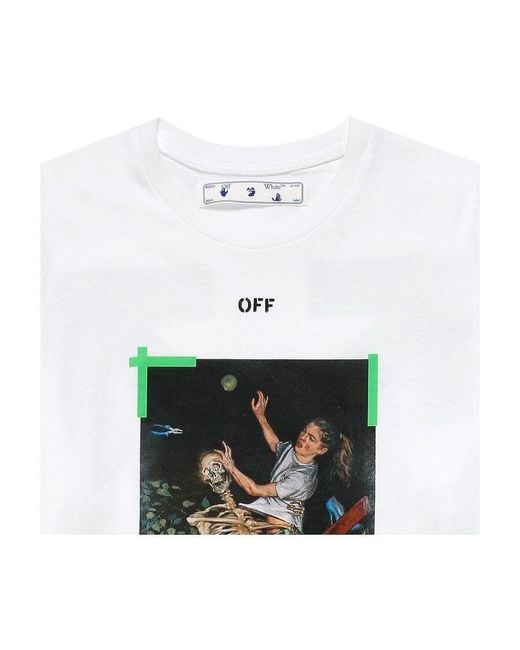 Off-White c/o Virgil Abloh Green Graphic-Print Cotton T-Shirt for men