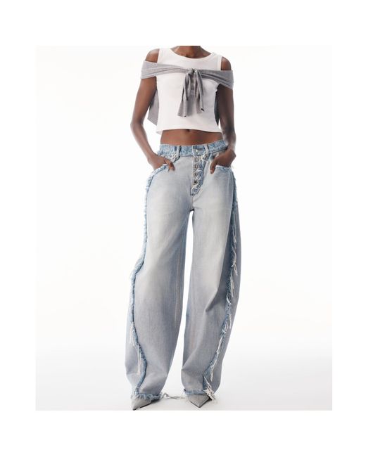Alexander Wang Blue Mid-Rise Inverted Blow Up Jeans