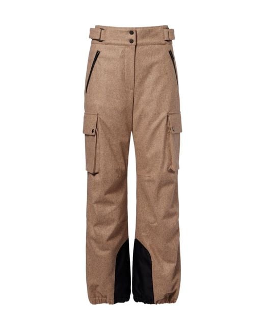 Brunello Cucinelli Natural Virgin Wool Flannel Cargo Pants