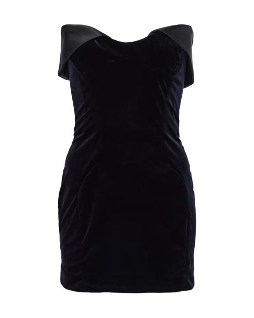 Mugler Black Velvet Trim Sleeveless Dress