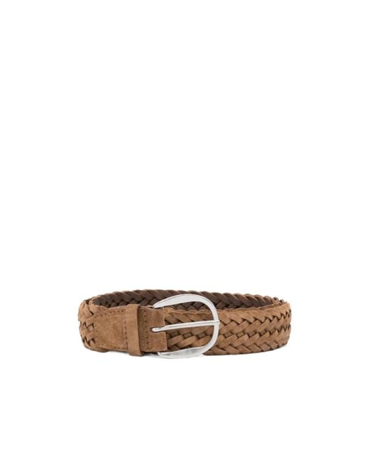 Orciani Brown Suede Plot Braided Belt 3,5 Cm for men