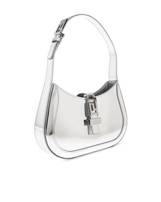 Versace White Greca Goddess Metallic Tote Bag