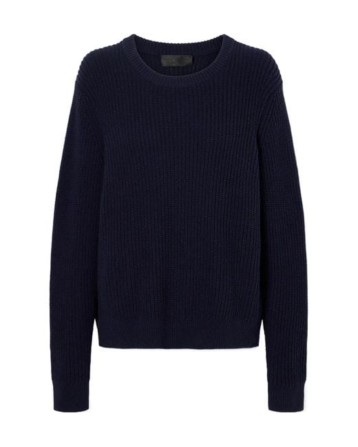 Nili Lotan Blue Classic Crew Neck Knit Sweater