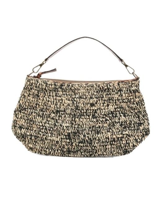 IBELIV White Trim-Leather Woven Shoulder Bag