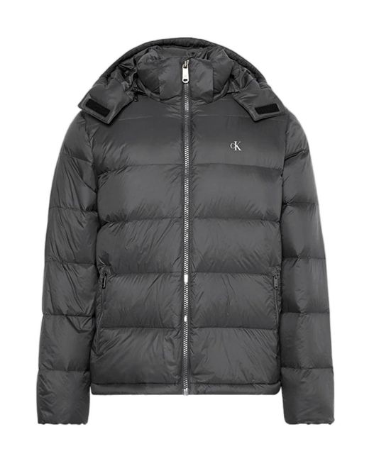 Calvin Klein Gray Hooded Puffer Jacket for men