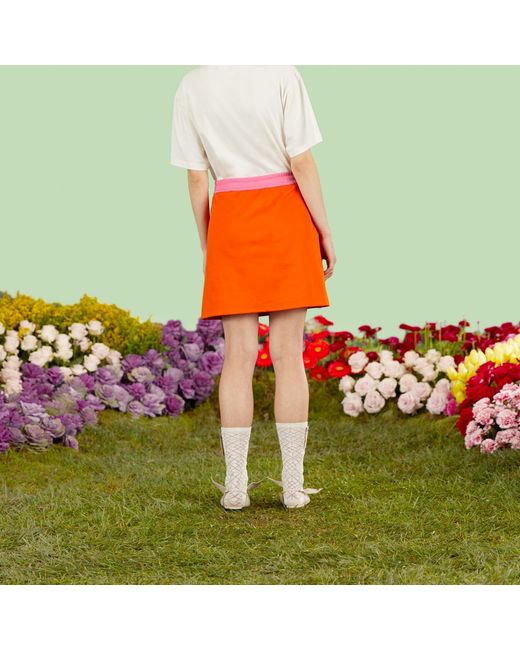 Gucci Orange Lunar New Year Drawstring Mini Skirt