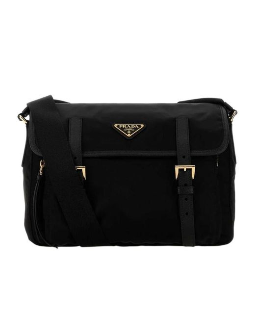Prada Black Flap-Over Shoulder Bag