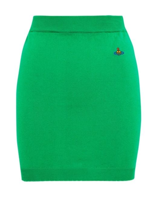 Vivienne Westwood Green Orb Embroidered Mini Skirt