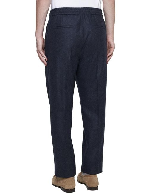 Brunello Cucinelli Blue Drawstring Elastic Waist Pants for men