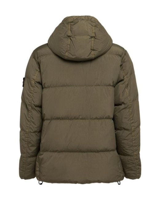 Stone Island Green Hooded Down Jacket for men