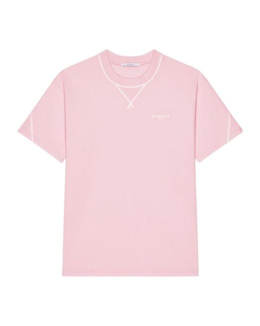 Givenchy Pink Logo Printed Crewneck T-Shirt for men
