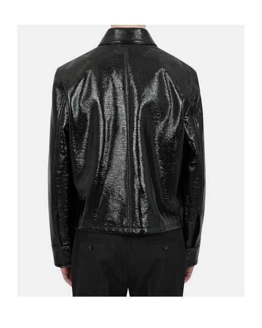 Courreges Black Courrèges Logo Embossed Zip-Up Vinyl Jacket for men