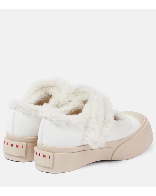 Marni Natural Pablo Wool-Lined Leather Flats