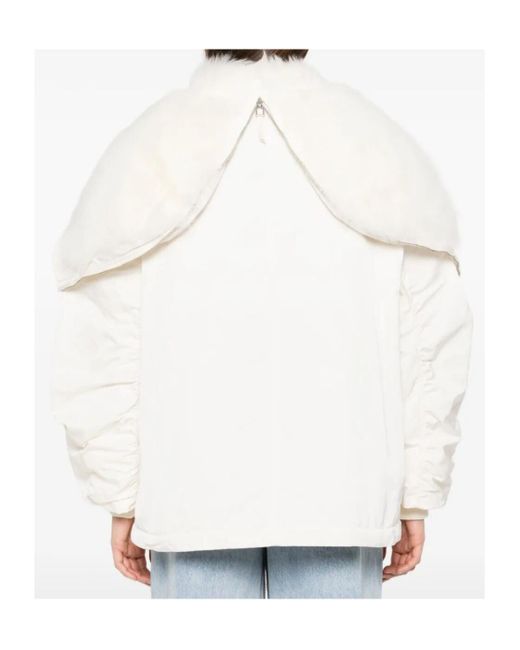 Ermanno Scervino White Fur-Trimmed Puffer Jacket