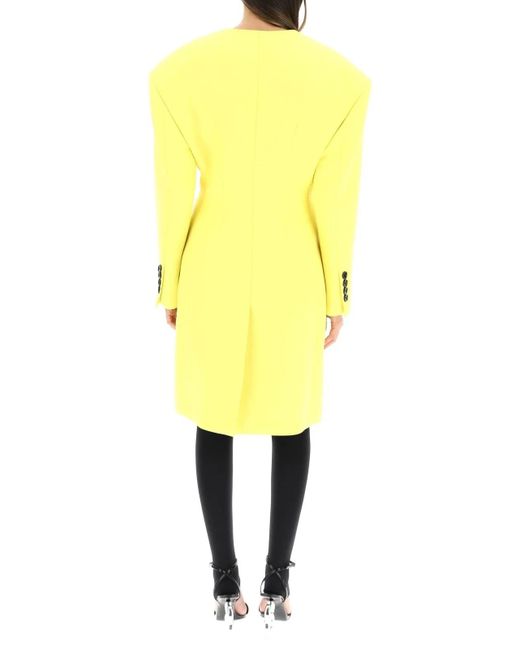 Dolce & Gabbana Yellow Double-Breasted Drop-Shoulder Coat