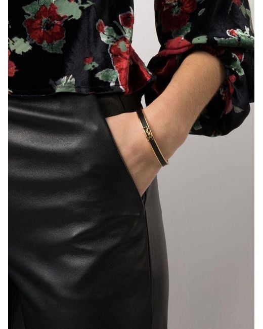 Saint Laurent White Logo Plaque Bracelet