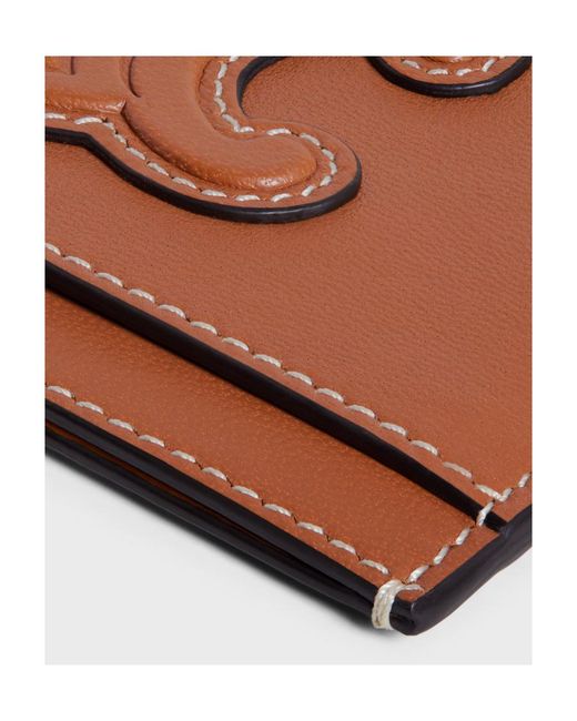 Céline Brown Card Holder Cuir Triomphe