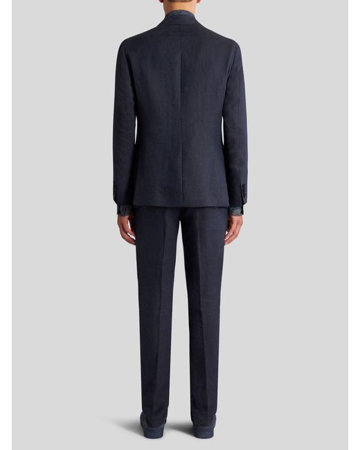 Etro Blue Floral Printed Single-Breasted Blazer for men