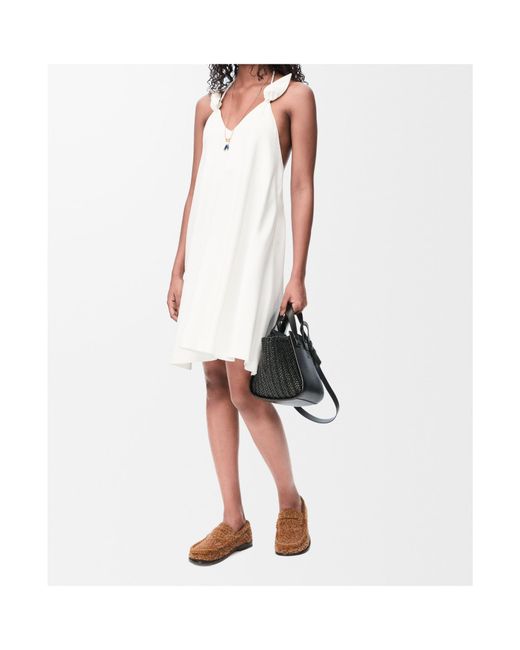 Loewe White Flamenco Halterneck Mini Dress