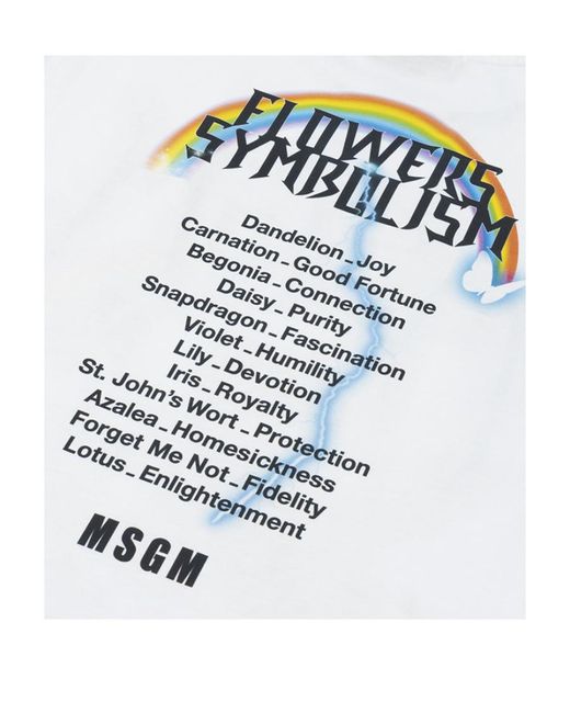 MSGM White Printed Short-Sleeved T-Shirt