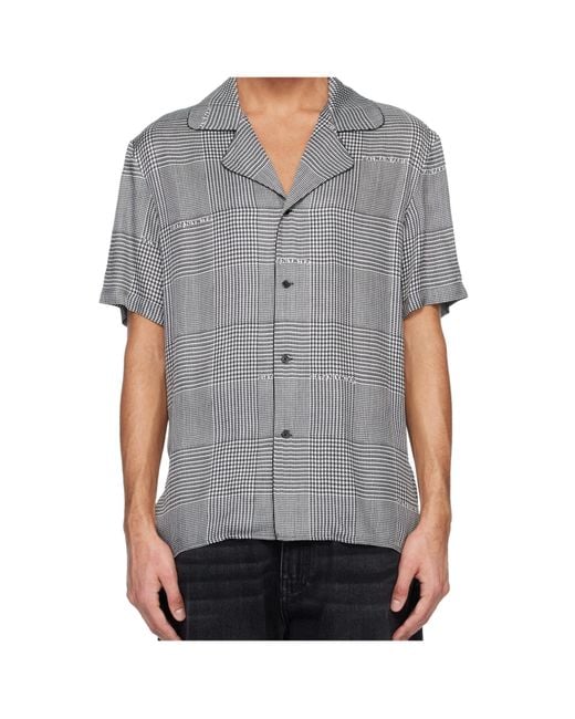 Balmain Gray Houndstooth Short-Sleeve Shirt for men