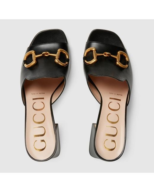 Gucci Black Horsebit Slide Sandals