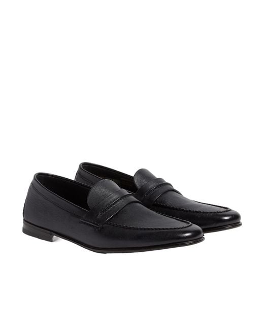 Zegna Black Leather Loafers for men