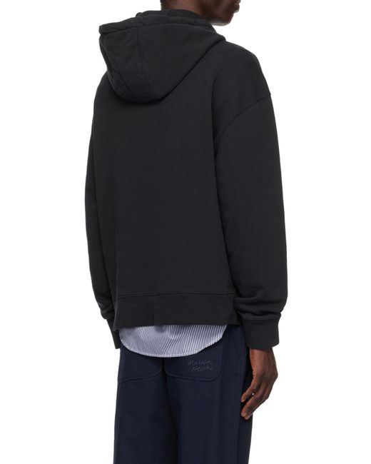 Maison Kitsuné Black Maison Kitsuné Fox Head Patch Drawstring Hoodie for men
