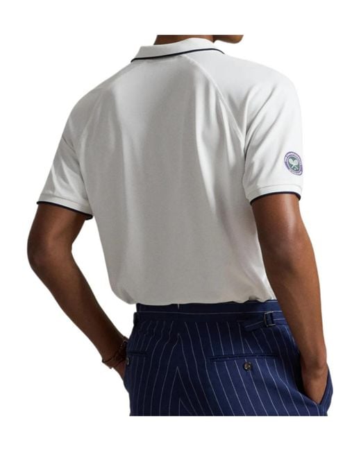 Polo Ralph Lauren White X Wimbledon Striped Tipping Raglan Sleeve Polo Shirt for men