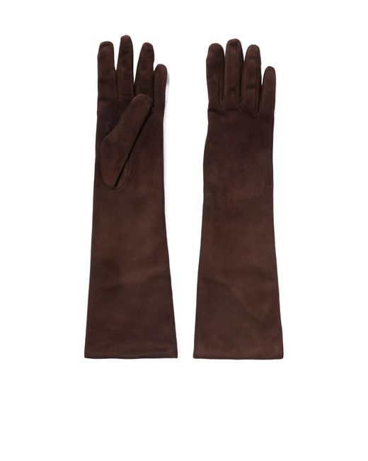 Nour Hammour Brown Suede Gloves