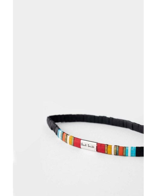 Paul Smith White Beaded Logo-Detail Bracelet for men