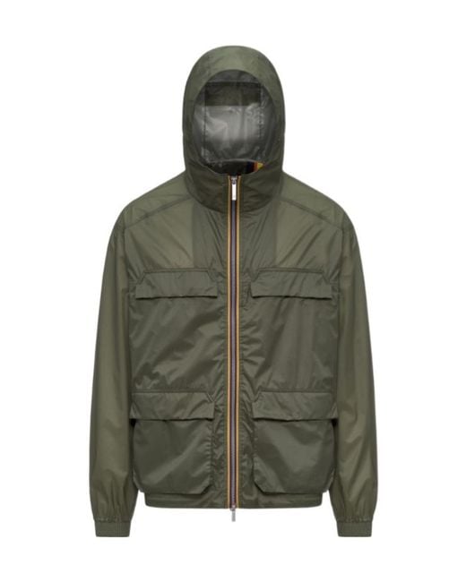 K-Way Green Zip-Front Hooded Jacket for men