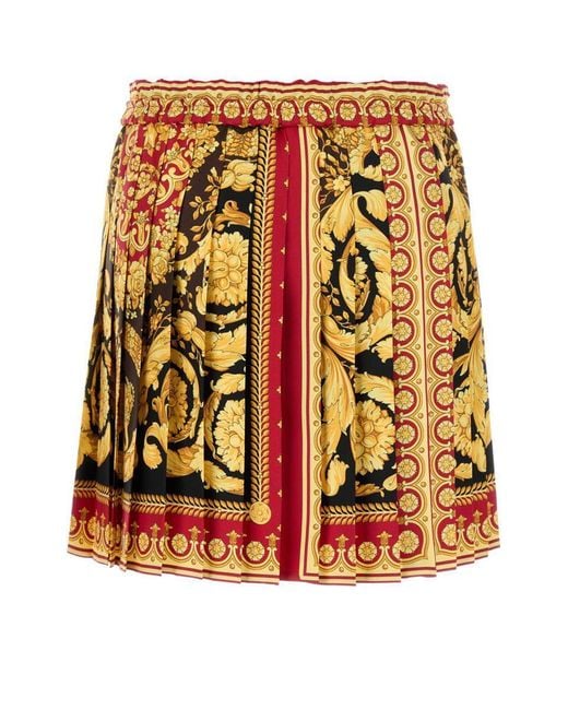Versace Multicolor Pattern-Printed Pleated Skirt
