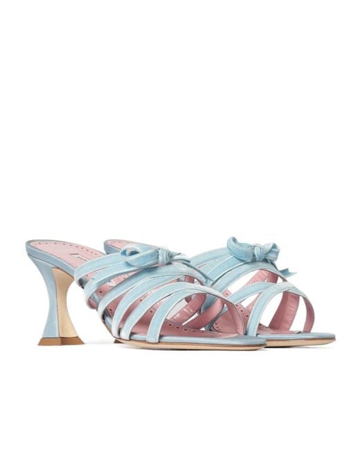 Manolo Blahnik Blue Bow-Tie High-Heeled Sandals