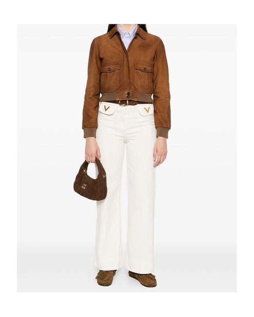 Miu Miu Brown Patch Pocket Copped Jacket