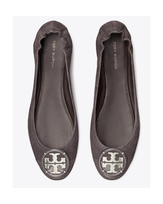 Tory Burch Brown 10Mm Logo-Plaque Ballerina Shoes