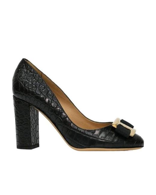 Ferragamo Black Bow-Tie High Heels